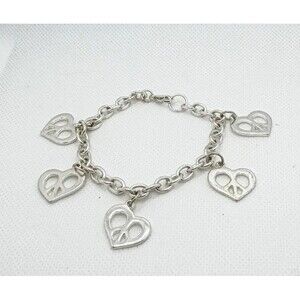Cute Heart Peace Sign Charm Bracelet
